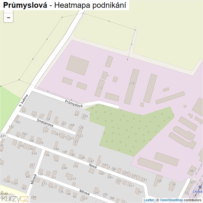 Mapa Průmyslová - Firmy v ulici.