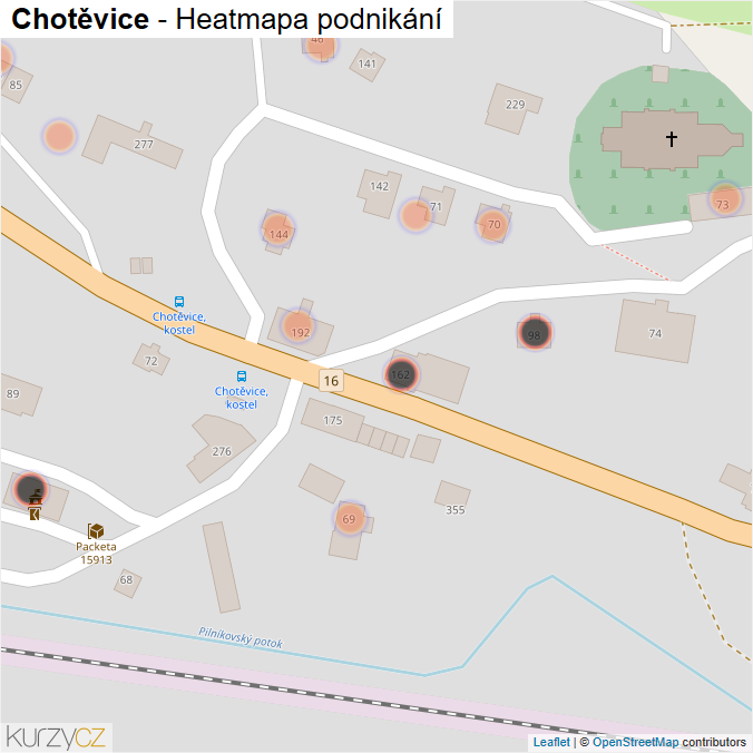 Mapa Chotěvice - Firmy v obci.