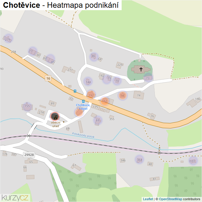 Mapa Chotěvice - Firmy v části obce.