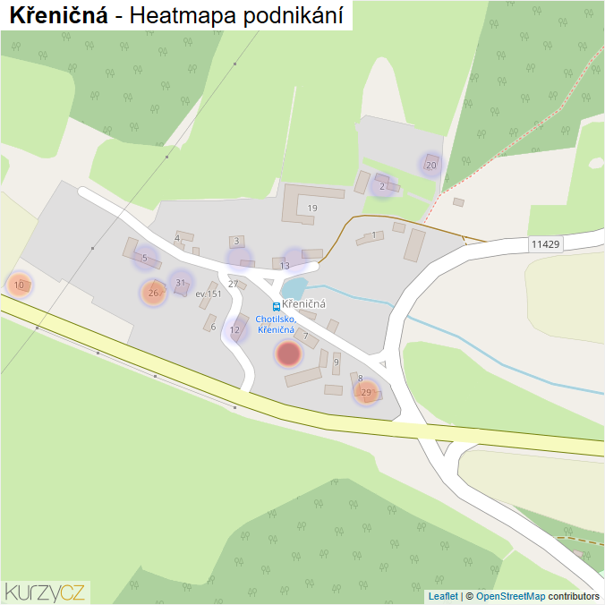 Mapa Křeničná - Firmy v části obce.
