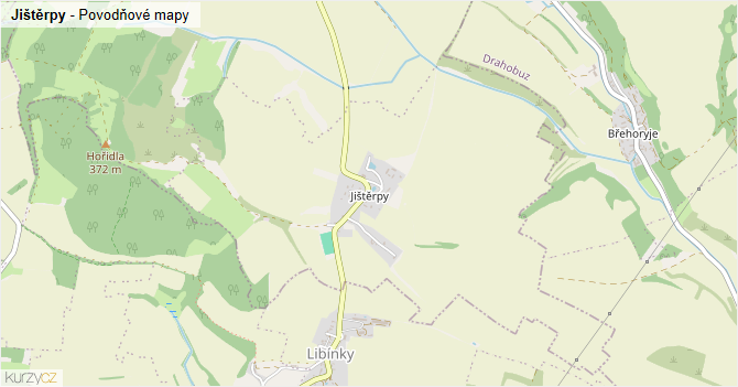Jištěrpy - záplavové mapy stoleté vody