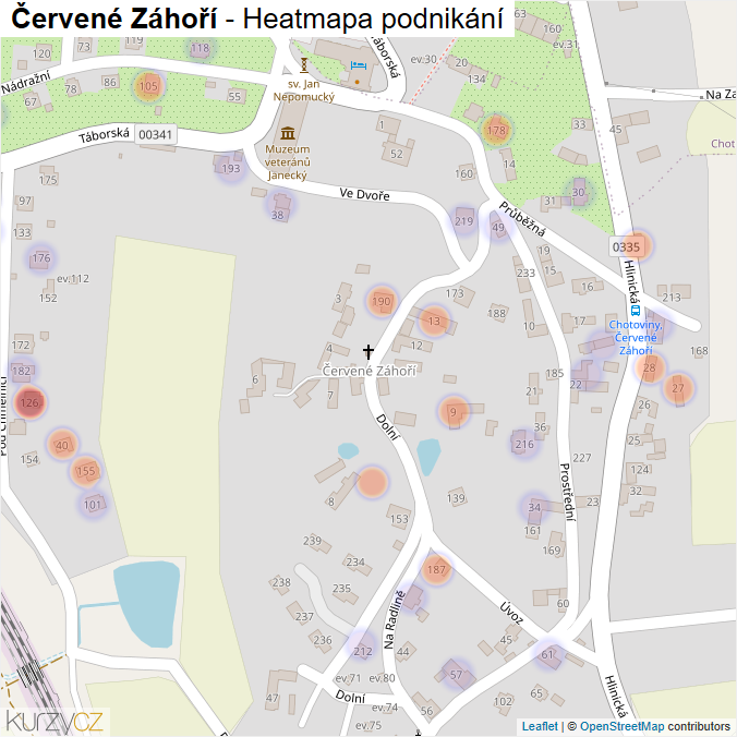Mapa Červené Záhoří - Firmy v části obce.