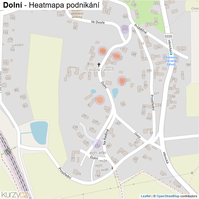 Mapa Dolní - Firmy v ulici.