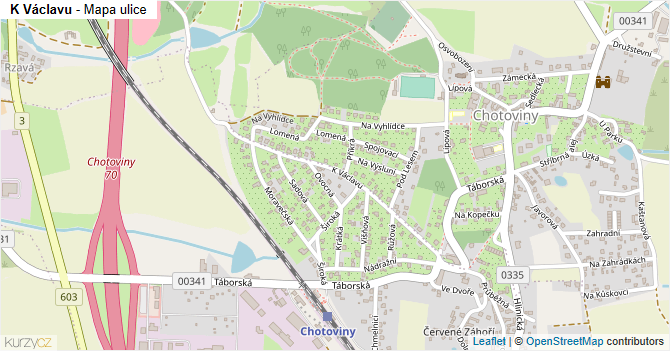 K Václavu - mapa ulice