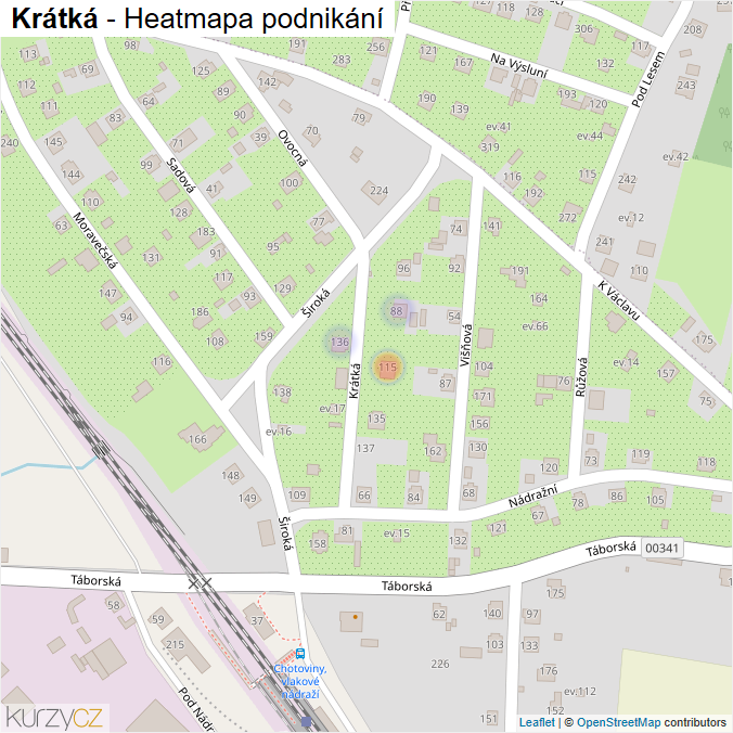 Mapa Krátká - Firmy v ulici.