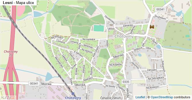Lesní - mapa ulice