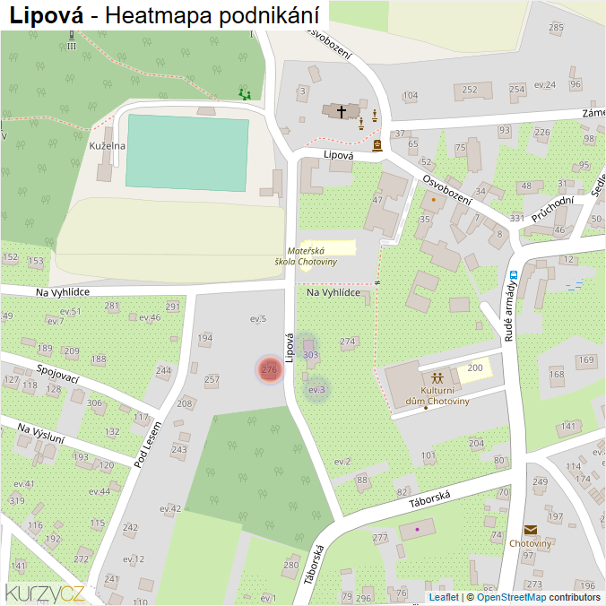 Mapa Lipová - Firmy v ulici.