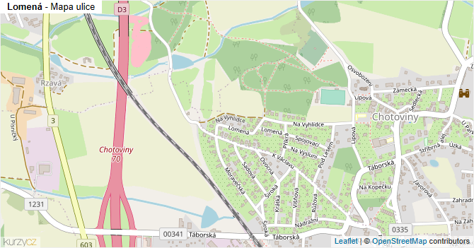 Lomená - mapa ulice