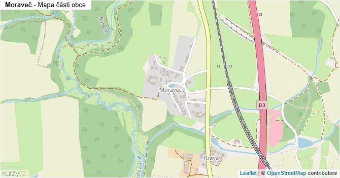 Moraveč - mapa části obce