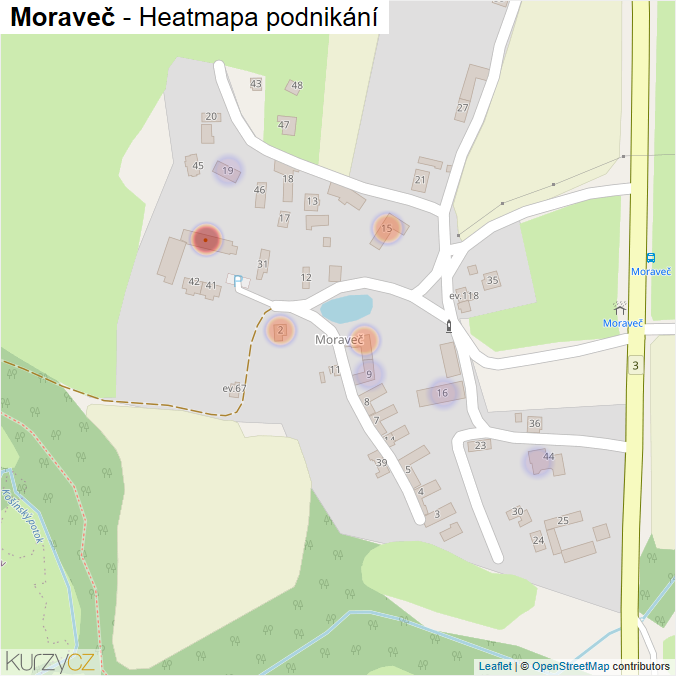 Mapa Moraveč - Firmy v části obce.