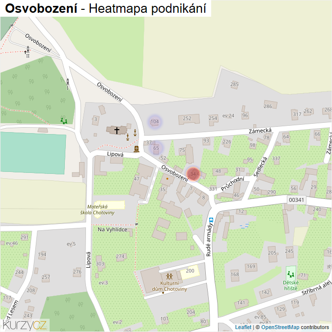 Mapa Osvobození - Firmy v ulici.