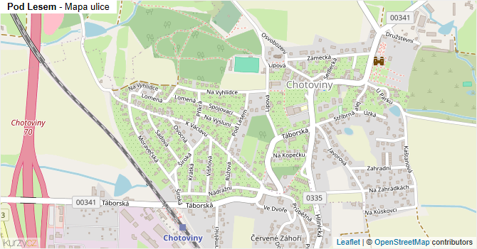 Pod Lesem - mapa ulice