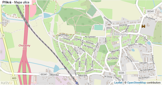 Příkrá - mapa ulice
