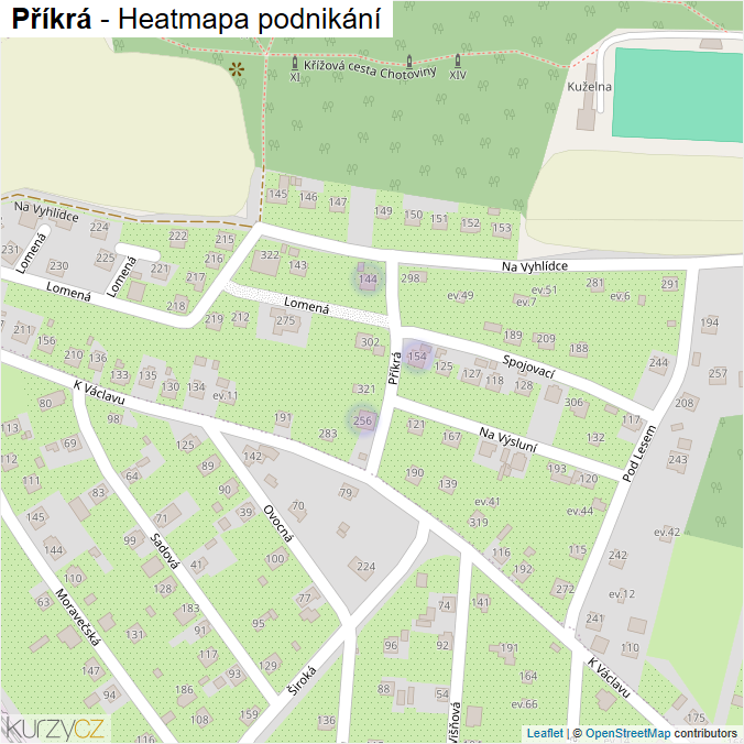 Mapa Příkrá - Firmy v ulici.