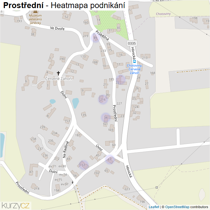 Mapa Prostřední - Firmy v ulici.