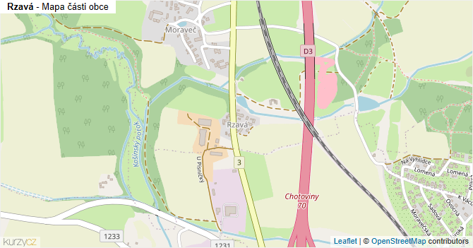 Rzavá - mapa části obce