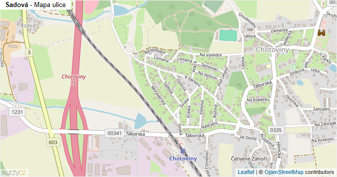 Sadová - mapa ulice
