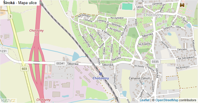 Široká - mapa ulice