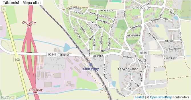 Táborská - mapa ulice