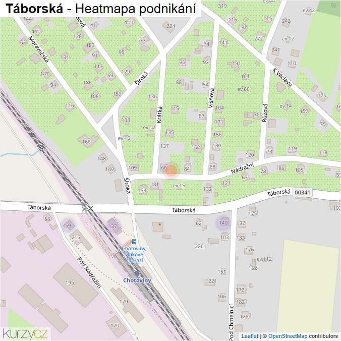 Mapa Táborská - Firmy v ulici.