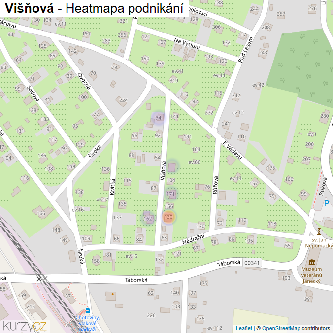 Mapa Višňová - Firmy v ulici.
