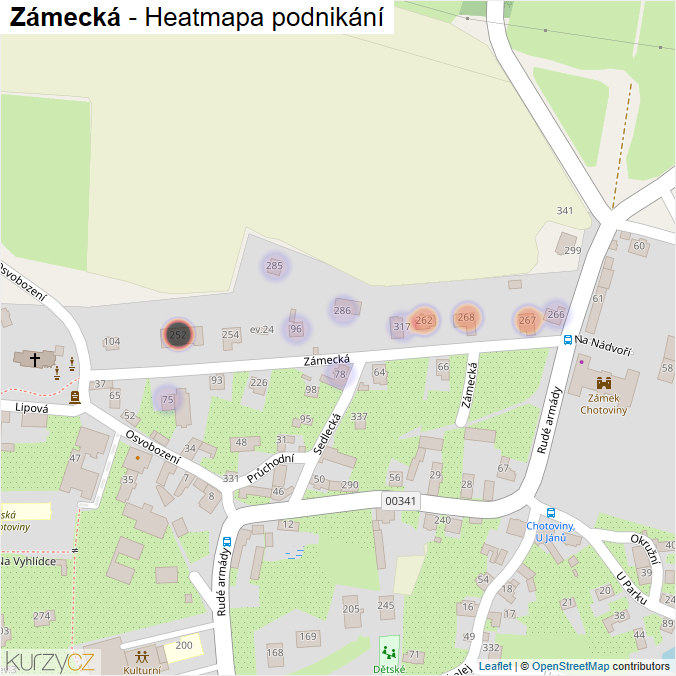 Mapa Zámecká - Firmy v ulici.