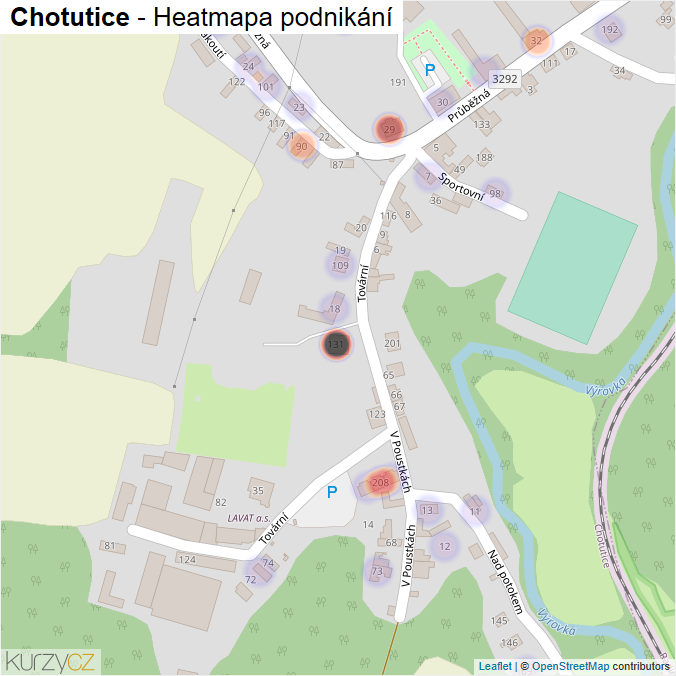 Mapa Chotutice - Firmy v části obce.