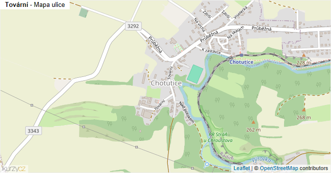 Tovární - mapa ulice