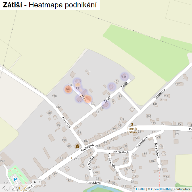 Mapa Zátiší - Firmy v ulici.