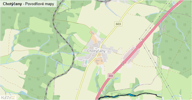 Chotýčany - záplavové mapy stoleté vody