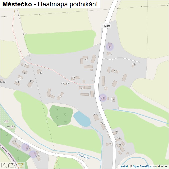 Mapa Městečko - Firmy v části obce.
