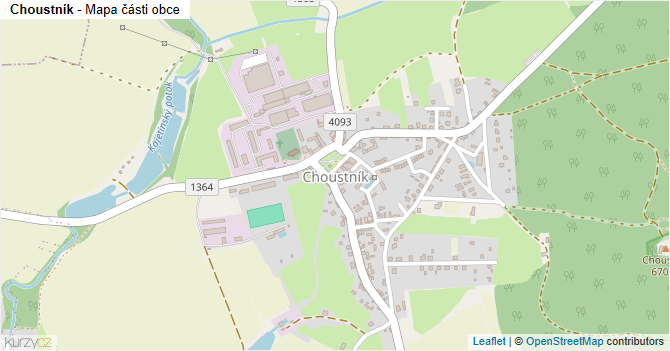 Choustník - mapa části obce
