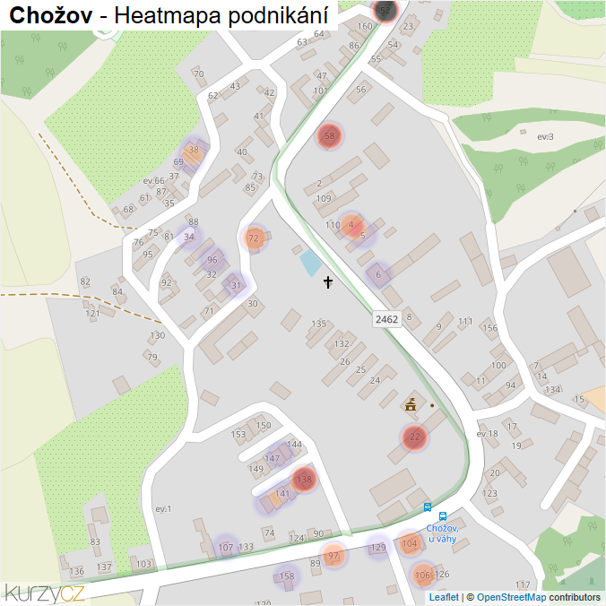 Mapa Chožov - Firmy v části obce.