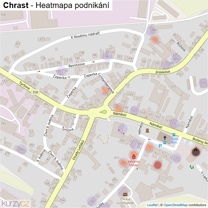 Mapa Chrast - Firmy v obci.