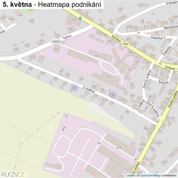 Mapa 5. května - Firmy v ulici.