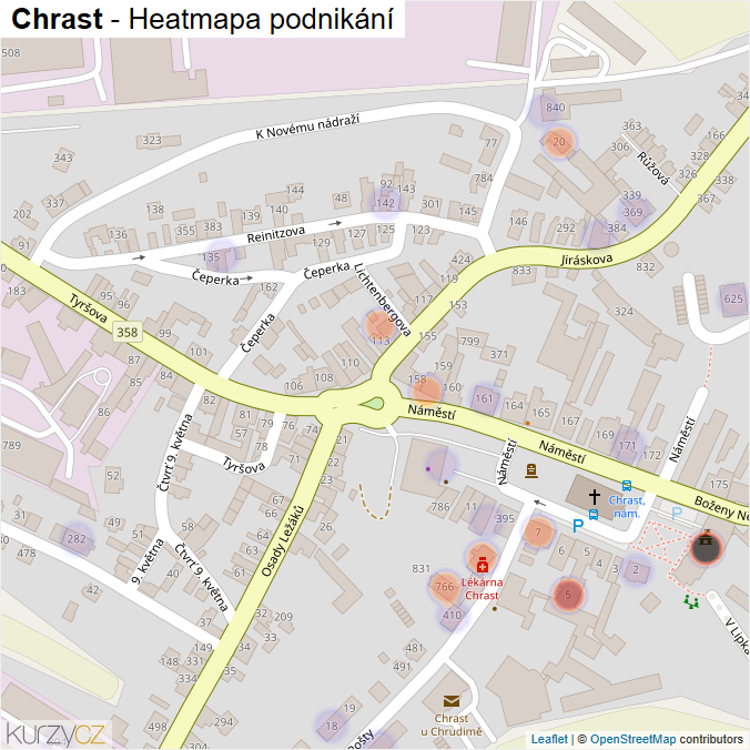 Mapa Chrast - Firmy v části obce.