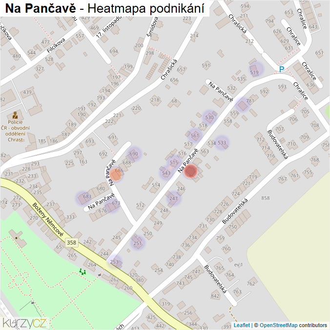 Mapa Na Pančavě - Firmy v ulici.