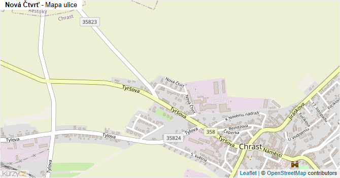 Nová Čtvrť - mapa ulice