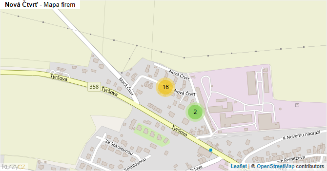 Nová Čtvrť - mapa firem