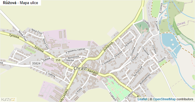 Růžová - mapa ulice