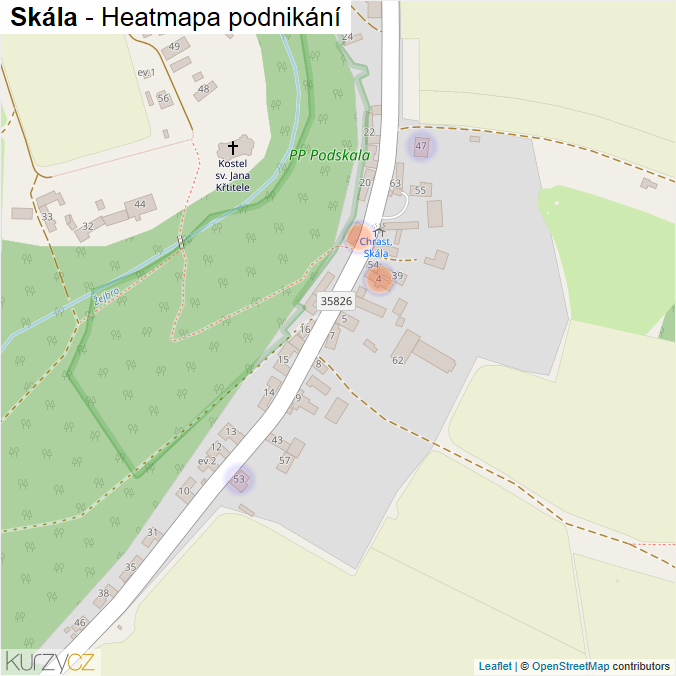 Mapa Skála - Firmy v části obce.