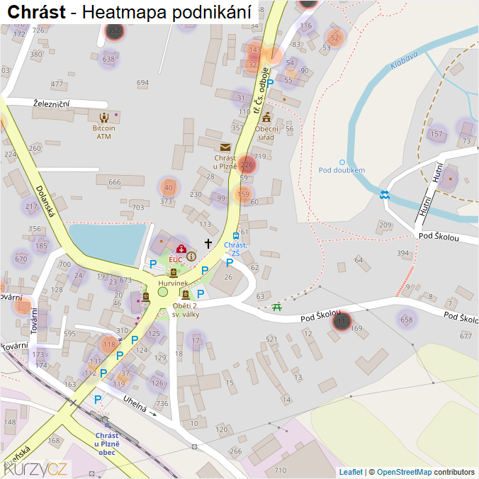 Mapa Chrást - Firmy v obci.