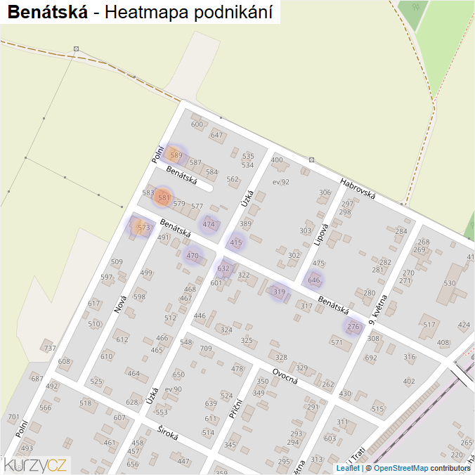 Mapa Benátská - Firmy v ulici.