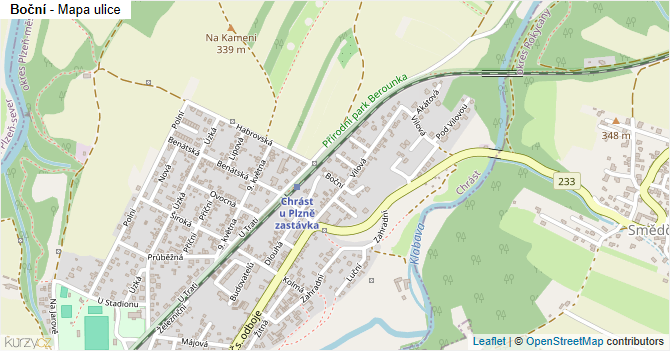 Boční - mapa ulice