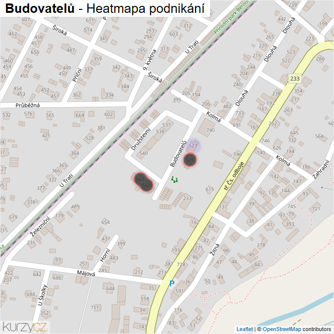 Mapa Budovatelů - Firmy v ulici.
