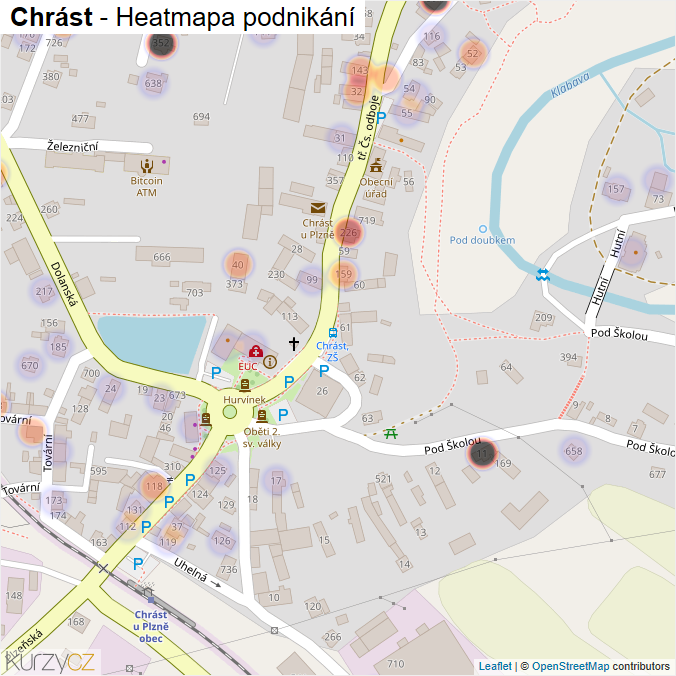 Mapa Chrást - Firmy v části obce.