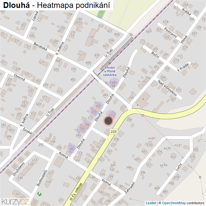 Mapa Dlouhá - Firmy v ulici.