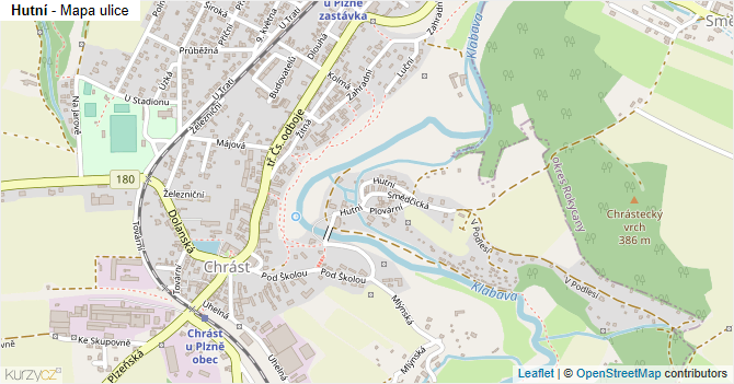 Hutní - mapa ulice