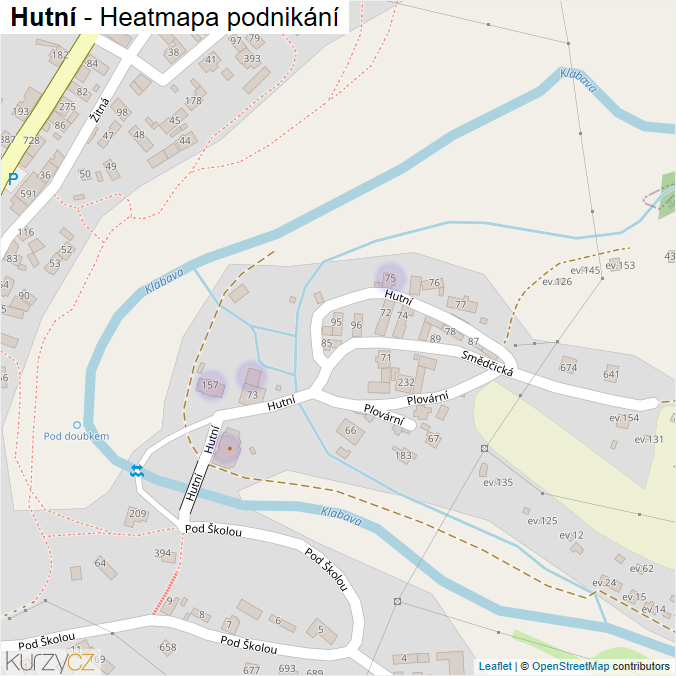 Mapa Hutní - Firmy v ulici.