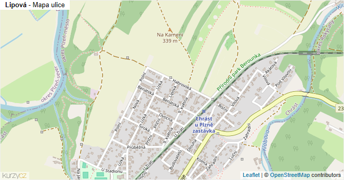 Lipová - mapa ulice
